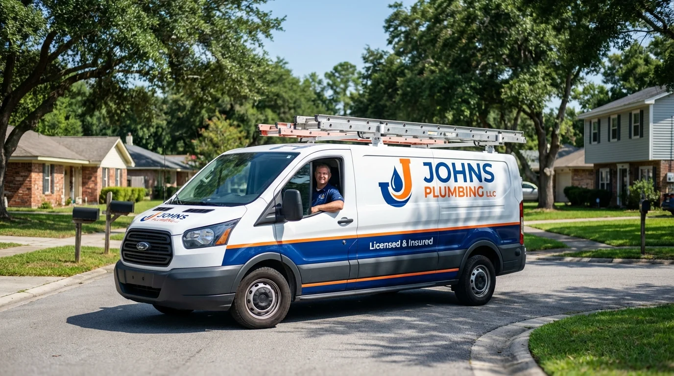 Johns Plumbing LLC service van in Sabana Hoyos, PR