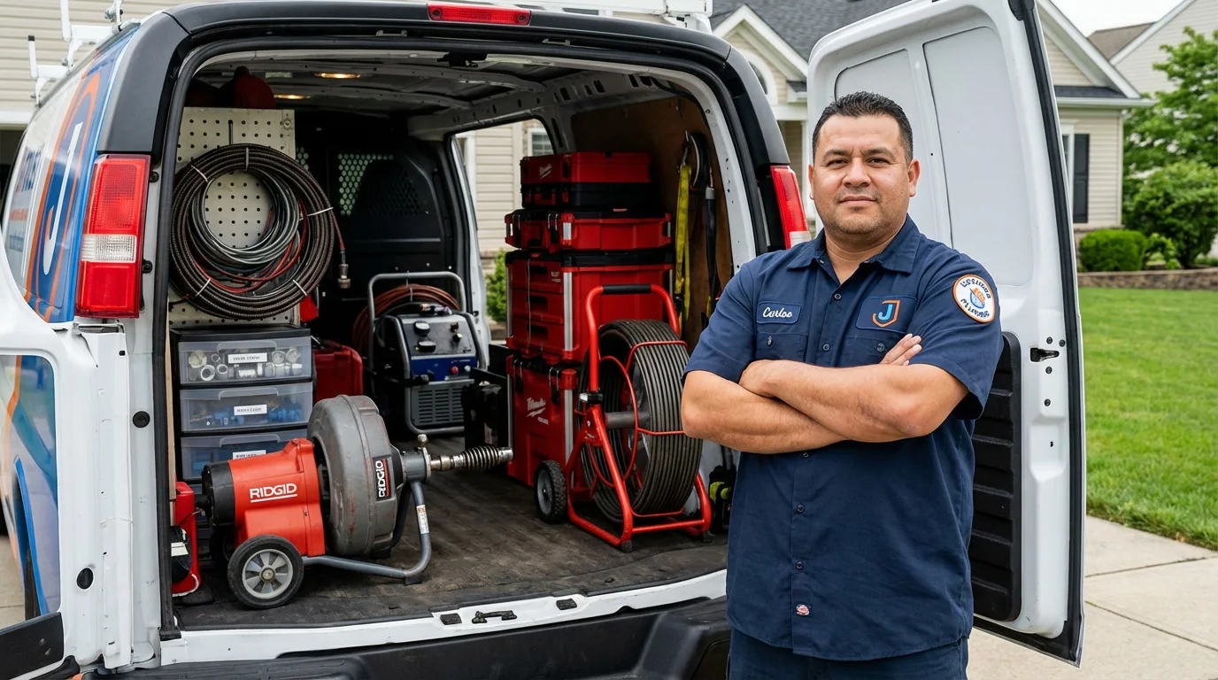 Professional drain cleaning equipment and Johns Plumbing LLC plumber in Sabana Hoyos