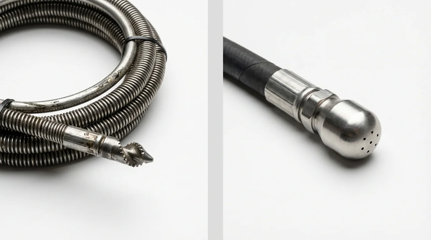 Drain snake cable and hydro jetting nozzle used for drain cleaning in Sabana Hoyos, PR